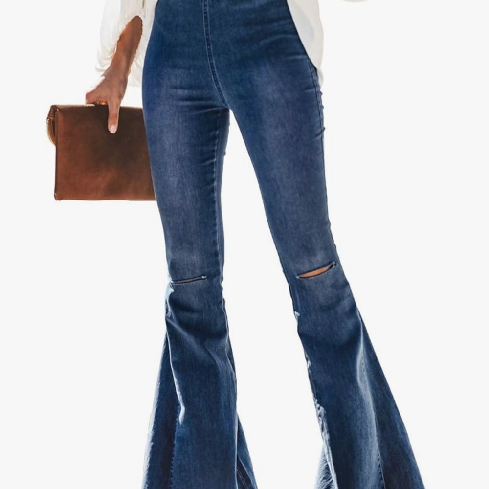 Women's Blue Flared Jeans - Large